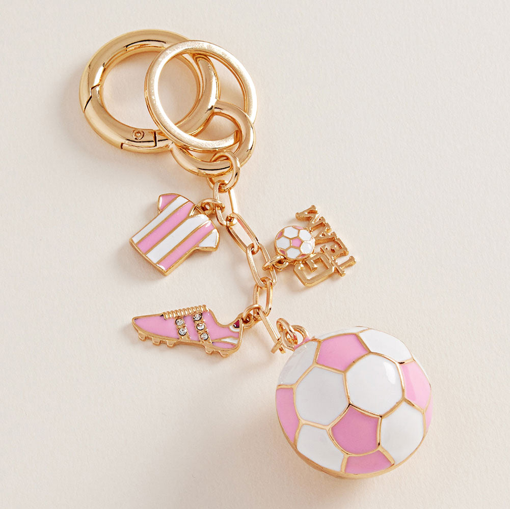 Pink Soccer Keychain / Bag Charm