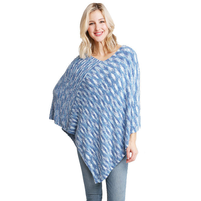 Blue Mixed Printed Soft Poncho, the perfect accessory, luxurious, trendy, super soft chic capelet, keeps you warm and toasty. You can throw it on over so many pieces elevating any casual outfit! Perfect Gift for Wife, Mom, Birthday, Holiday, Christmas, Anniversary, Fun Night Out