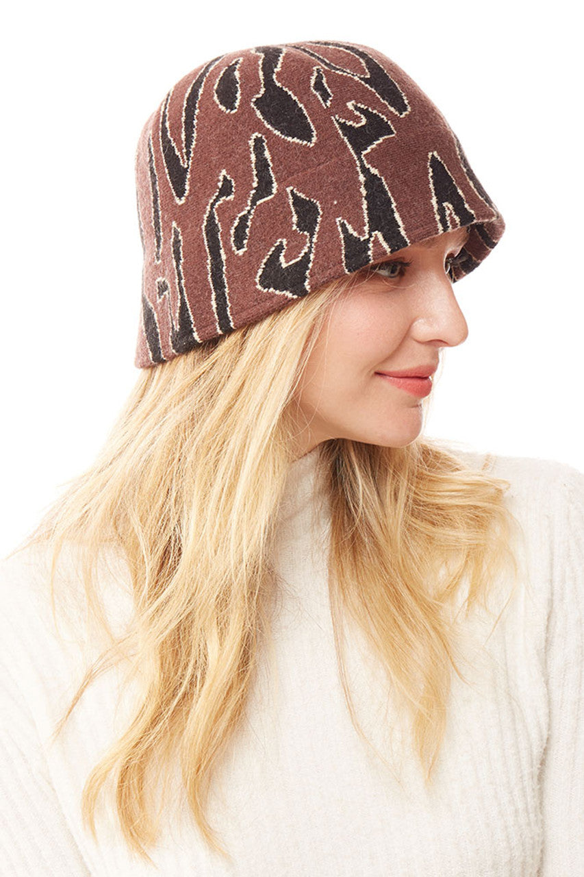 SOFT FABRIC LEOPARD BUCKET HAT - Brown - Bucket Hat