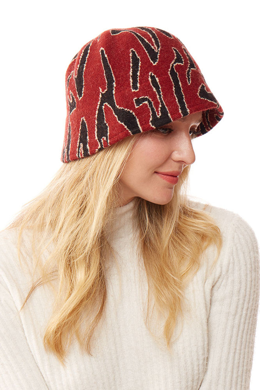 SOFT FABRIC LEOPARD BUCKET HAT - Burgundy - Bucket Hat