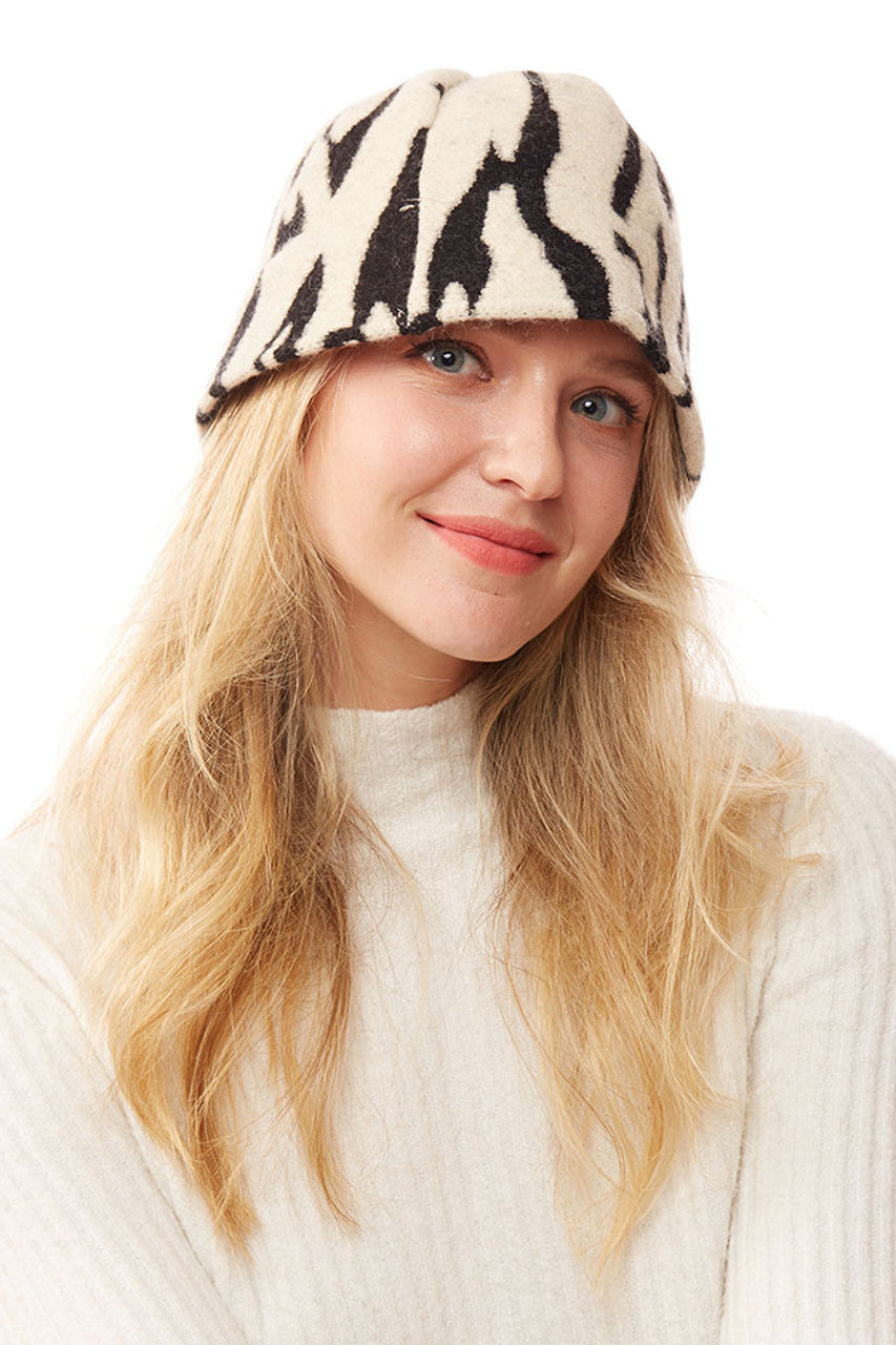 SOFT FABRIC LEOPARD BUCKET HAT - Ivory - Bucket Hat