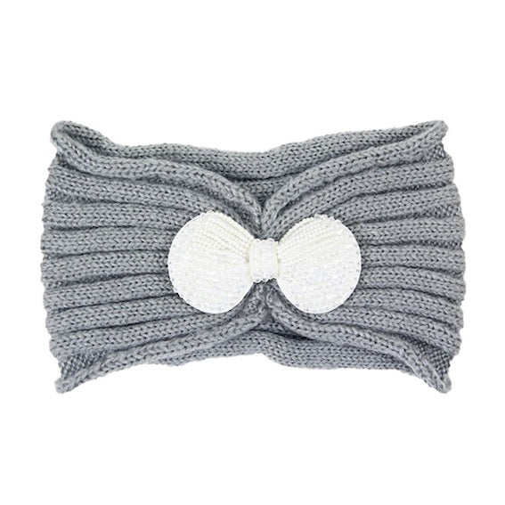 Grey Soft Knit Accented Plush Bow Detailed Warm Winter Headband Ear Warmer, soft & fuzzy ear warmer headband will shield your ears from wintry cold weather ensures all day comfort, shimmery headband creates trendy look, toasty & fashionable. Perfect Gift Birthday, Holiday, Christmas, Stocking Stuffer, Anniversary, Loved One