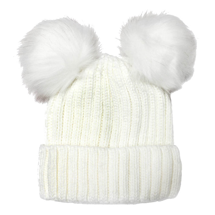 Soft Cable Knit Double Faux Fur Pom Pom Beanie Hat Warm Knit Winter Hat Cable Knit Beanie hat, be warm & cozy with this winter hat while adding a pop of color to your ensemble. Classic, trendy & chic to match your stylish fashion. Perfect Gift, Birthday, Christmas, Holiday, Anniversary, Valentine’s Day, Wife, Daughter