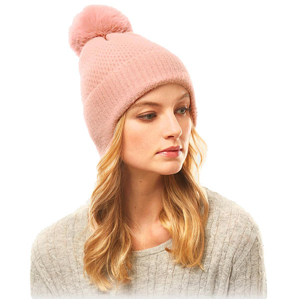 Soft Dusty Pink Earflap Knit Pom Pom Beanie Hat Cold Weather Hat Ear Warmer, warm & cozy, this earflap winter hat adds a nice touch to your wardrobe on windy chilly days. Classic, trendy & chic easy to match your ensemble. Perfect Gift Birthday, Christmas, Holiday, Stocking Stuffers, Anniversary, Valentine’s Day, Loved One