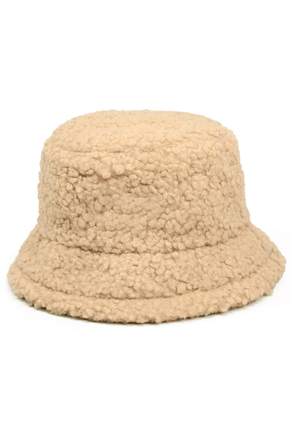 SOLID BOUCLE TEDDY BEAR BUCKET HAT - Beige - Bucket Hat