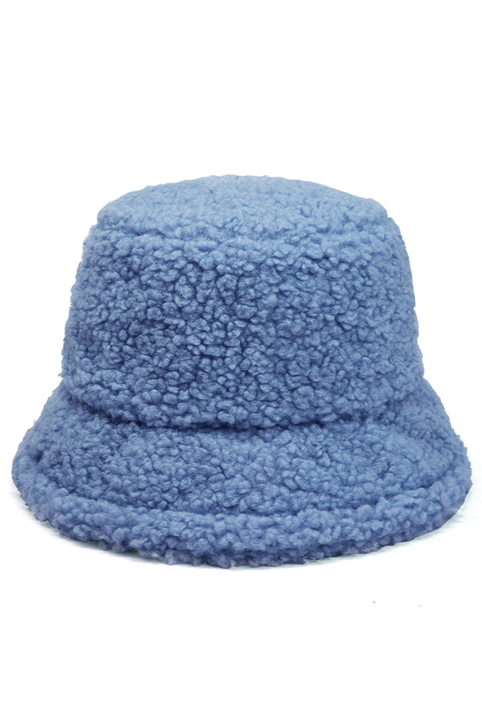 SOLID BOUCLE TEDDY BEAR BUCKET HAT - Blue - Bucket Hat