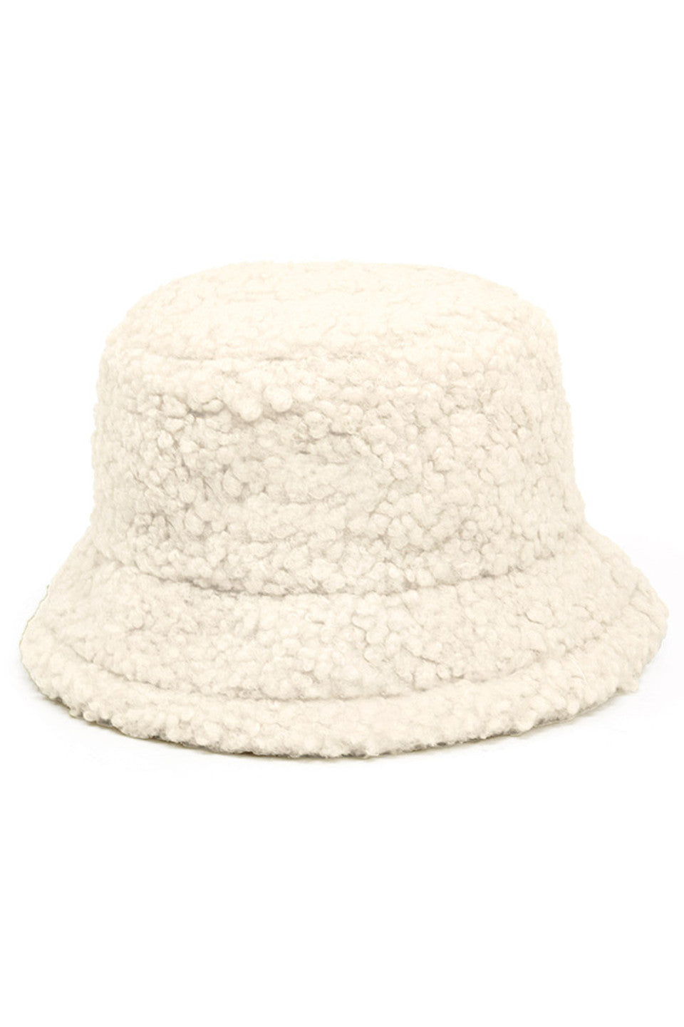 SOLID BOUCLE TEDDY BEAR BUCKET HAT - Ivory - Bucket Hat