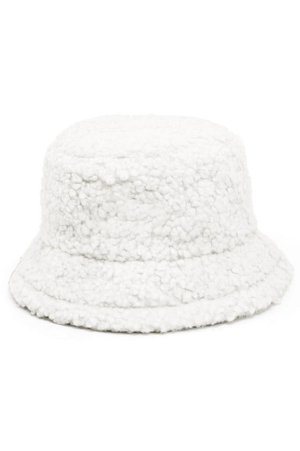 SOLID BOUCLE TEDDY BEAR BUCKET HAT - White - Bucket Hat