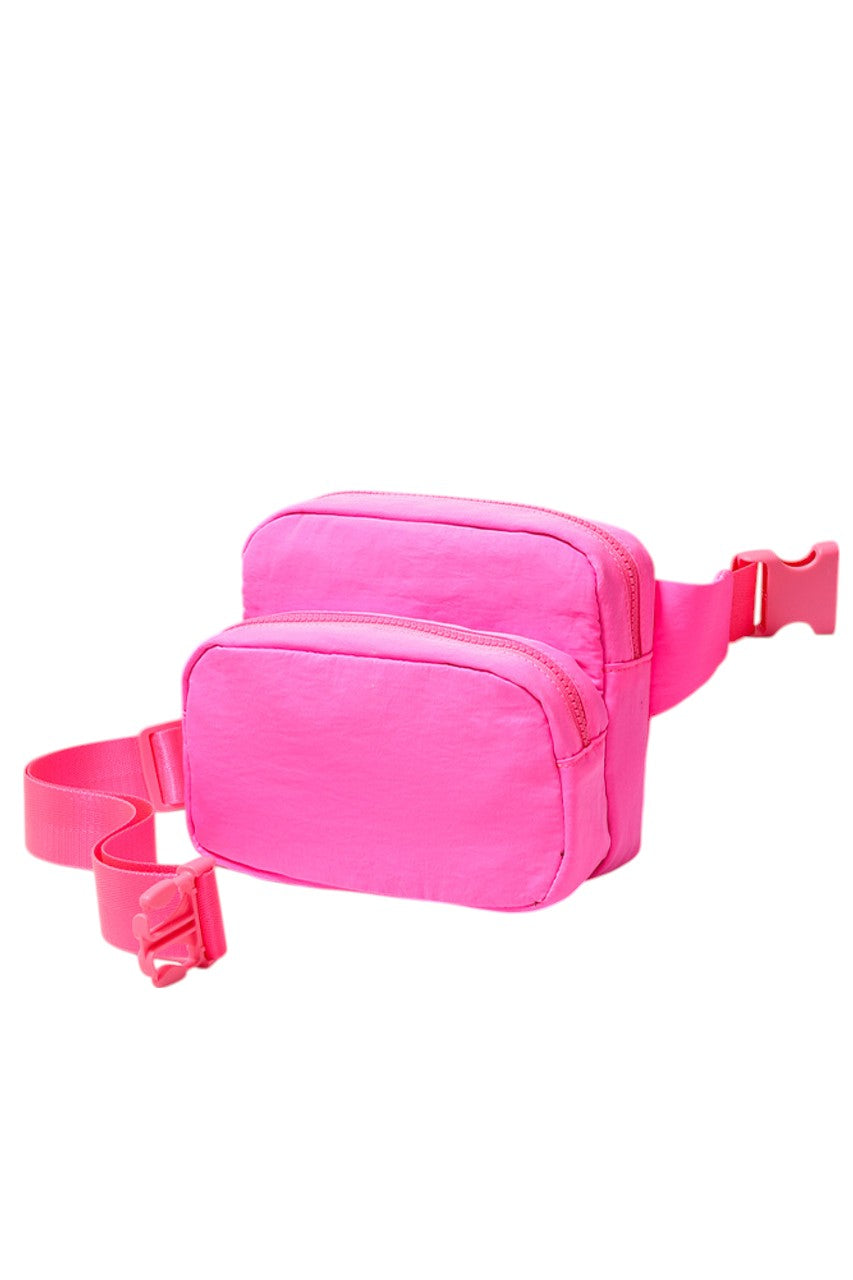 Solid Double Zipper Fanny Pack offers practical organization with two separate compartments, allowing you to store essentials while keeping them easily accessible and secure. Its durable construction ensures long-lasting use, making it ideal for travel, outdoor activities, or daily errands. The adjustable strap provides a comfortable fit, combining convenience and functionality in a sleek, minimalist design.