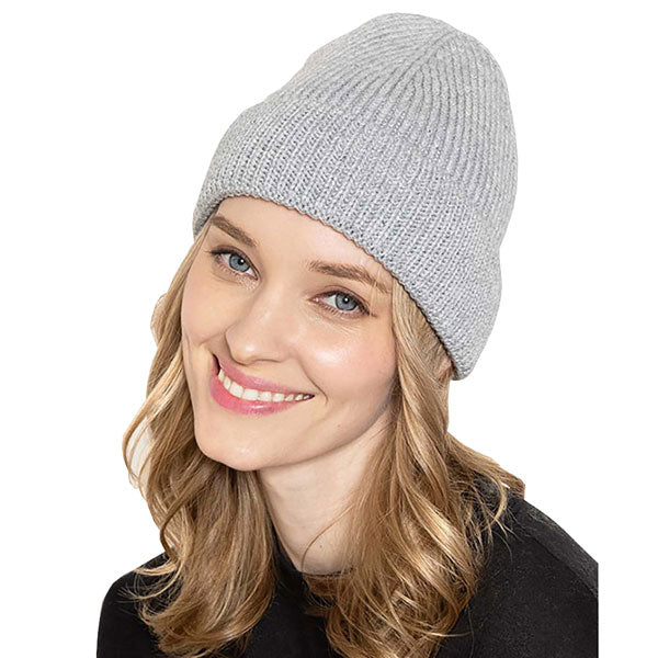 Gray Acrylic Solid Ribbed Cuff Beanie Hat, Before running out the door into the cool air, you’ll want to reach for these toasty beanie to keep your hands warm. Accessorize the fun way with these beanie, it's the autumnal touch you need to finish your outfit in style. Awesome winter gift accessory!