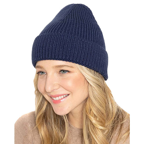 Navy Acrylic Solid Ribbed Cuff Beanie Hat, Before running out the door into the cool air, you’ll want to reach for these toasty beanie to keep your hands warm. Accessorize the fun way with these beanie, it's the autumnal touch you need to finish your outfit in style. Awesome winter gift accessory!