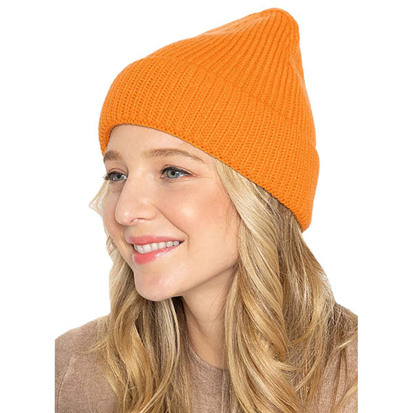 Orange Acrylic Solid Ribbed Cuff Beanie Hat, Before running out the door into the cool air, you’ll want to reach for these toasty beanie to keep your hands warm. Accessorize the fun way with these beanie, it's the autumnal touch you need to finish your outfit in style. Awesome winter gift accessory!