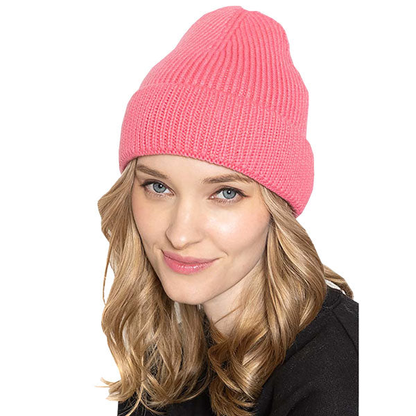 Pink Acrylic Solid Ribbed Cuff Beanie Hat, Before running out the door into the cool air, you’ll want to reach for these toasty beanie to keep your hands warm. Accessorize the fun way with these beanie, it's the autumnal touch you need to finish your outfit in style. Awesome winter gift accessory!