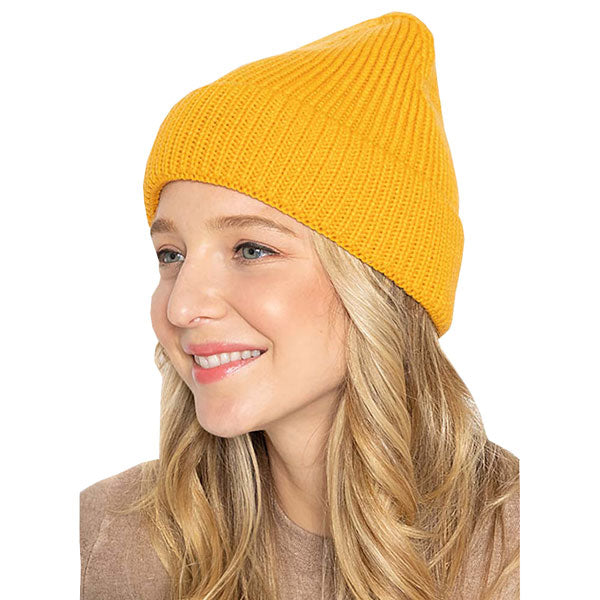 Yellow Acrylic Solid Ribbed Cuff Beanie Hat, Before running out the door into the cool air, you’ll want to reach for these toasty beanie to keep your hands warm. Accessorize the fun way with these beanie, it's the autumnal touch you need to finish your outfit in style. Awesome winter gift accessory!