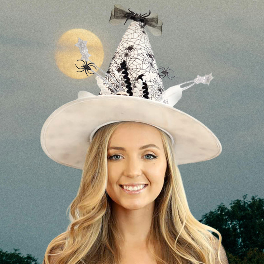 Ivory Spider Web Halloween Witch Hat