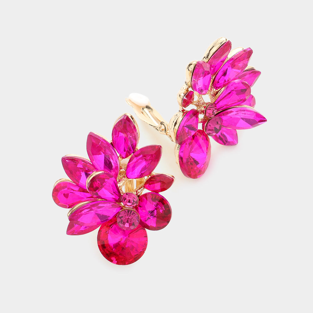 Gold Spike Leaf Clip-On Earrings