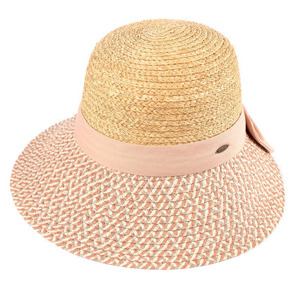 C.C Multi Heather Paper Opened Back Sun Hat Crown: Raffia Brim: Paper