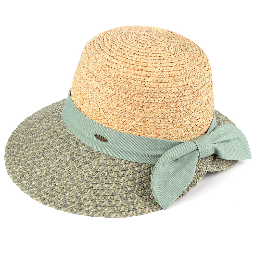 C.C Multi Heather Paper Opened Back Sun Hat Crown: Raffia Brim: Paper