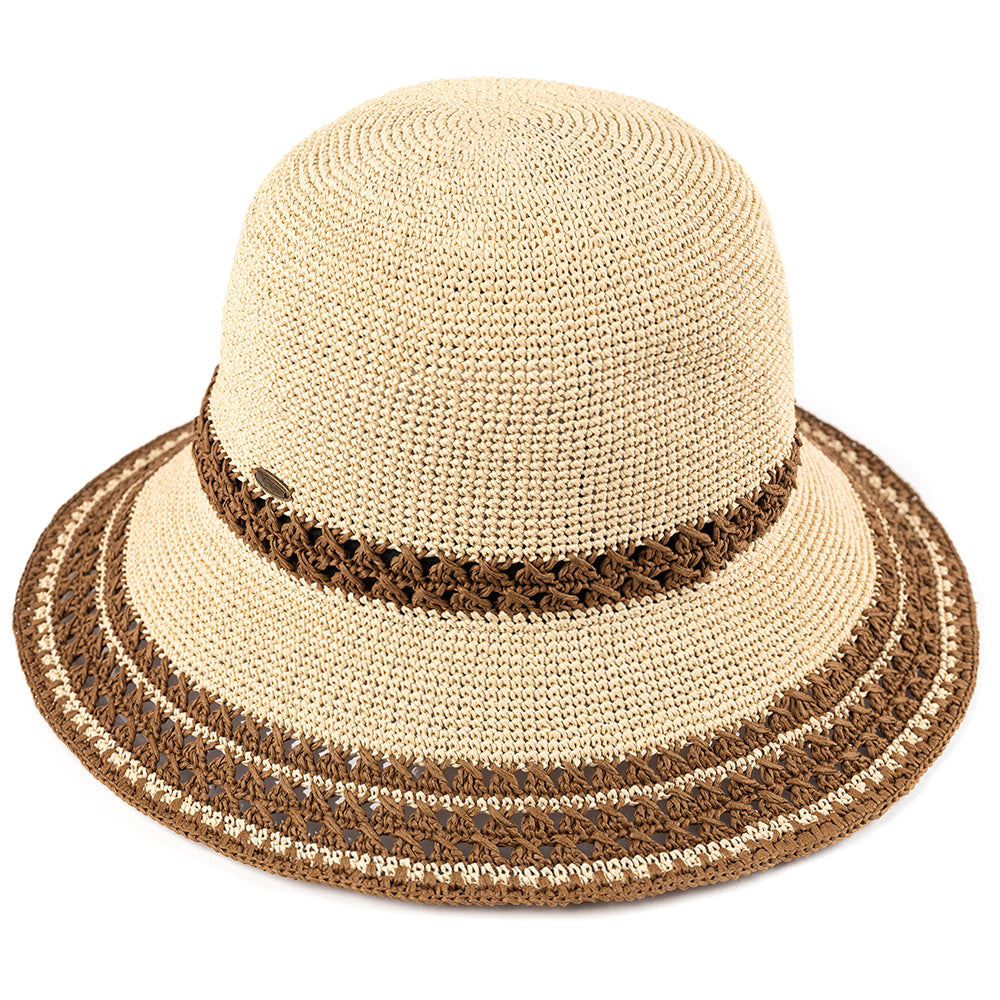 C.C Handmade Paper Crochet Cloche Hat In Multi Stripe Colors 100% Paper