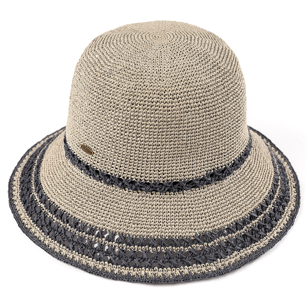 C.C Handmade Paper Crochet Cloche Hat In Multi Stripe Colors 100% Paper