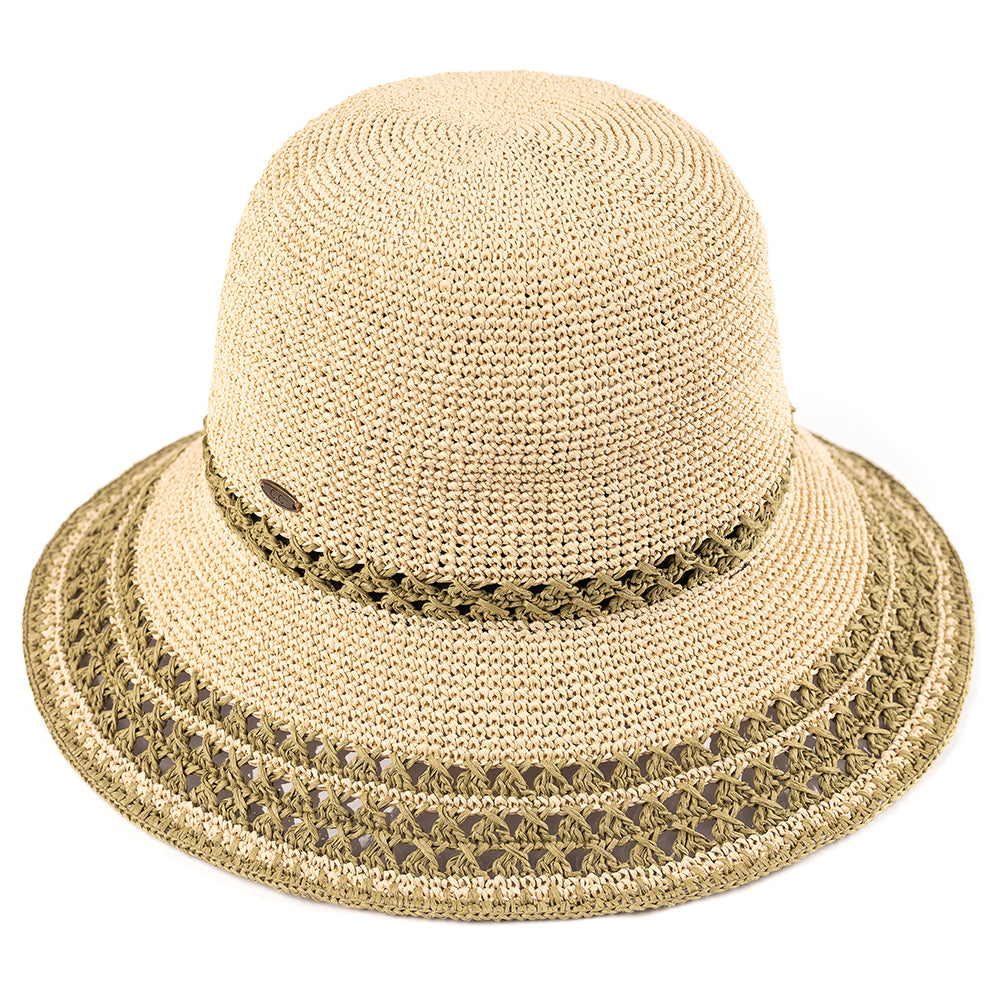 C.C Handmade Paper Crochet Cloche Hat In Multi Stripe Colors 100% Paper