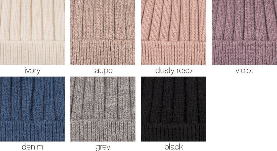 C.C Solid Color Ribbed Hat With Real Raccoon Fur Pom