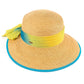 C.C Natural Paper Brim Hat With **Ombre Color Chiffon Sash Bow Sun Hat 88% Paper 12% Polyester