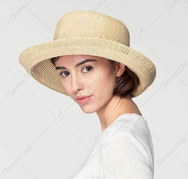 C.C Fold-Up Straw Hat With Decorative String 88% Paper Straw 12% Polyester