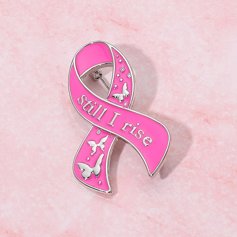 Pink STILL I RISE Message Butterfly Accent Pin Ribbon Pin Brooch