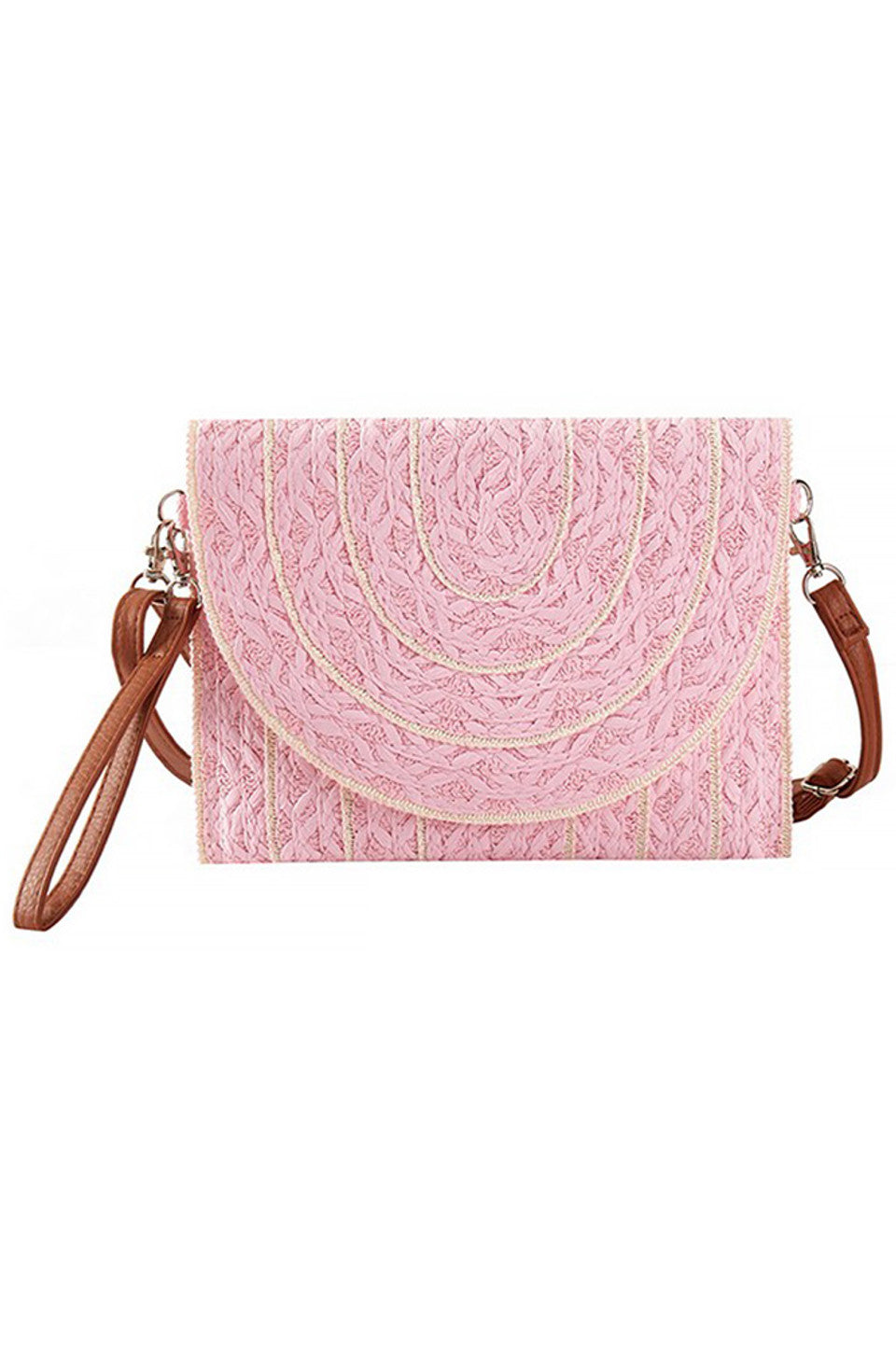 Pink Stitch Trim Design Straw Clutch Crossbody Bag offers a sophisticated blend of natural texture and refined craftsmanship. Featuring detailed stitch trim accents, this lightweight straw bag provides a stylish yet practical solution for carrying essentials. Its adjustable crossbody strap ensures comfort and versatility, perfect for day-to-night wear. Ideal for those who appreciate expert design and timeless summer style.