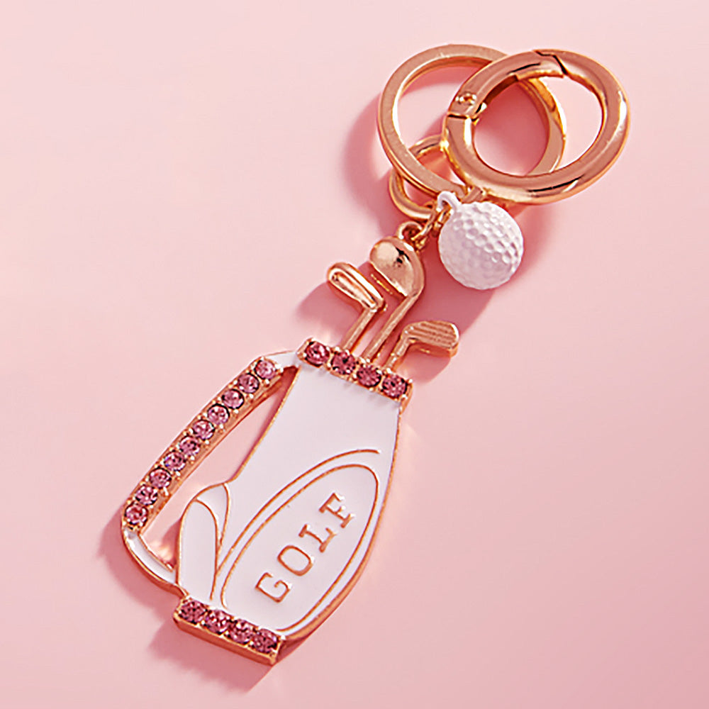 White Stone Paved Enamel Golf Bag Keychain