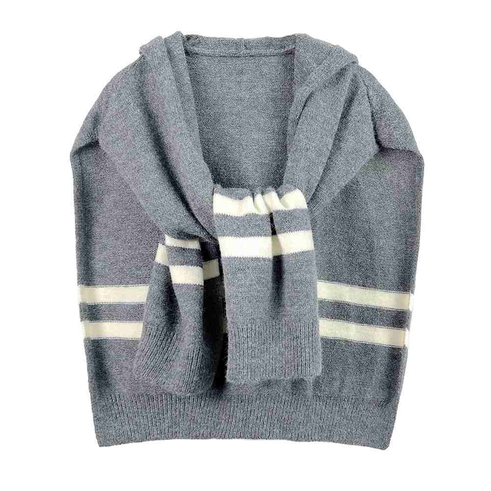 Charcoal Women's Casual Striped Knit Hoodie Top With Long Sleeve, Sweatshirt Outwear Sweater, the perfect accessory, luxurious, trendy, super soft chic capelet, keeps you warm & toasty. You can throw it on over so many pieces elevating any casual outfit! Perfect Gift Birthday, Anniversary, Wife, Mom, Special Occasion