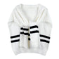 Ivory Women's Casual Striped Knit Hoodie Top With Long Sleeve, Sweatshirt Outwear Sweater, the perfect accessory, luxurious, trendy, super soft chic capelet, keeps you warm & toasty. You can throw it on over so many pieces elevating any casual outfit! Perfect Gift Birthday, Anniversary, Wife, Mom, Special Occasion