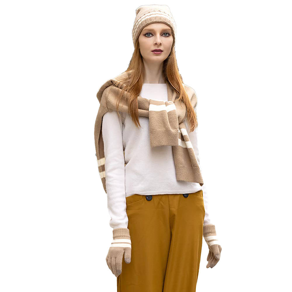 Camel Women's Casual Striped Knit Hoodie Top With Long Sleeve, Sweatshirt Outwear Sweater, the perfect accessory, luxurious, trendy, super soft chic capelet, keeps you warm & toasty. You can throw it on over so many pieces elevating any casual outfit! Perfect Gift Birthday, Anniversary, Wife, Mom, Special Occasion