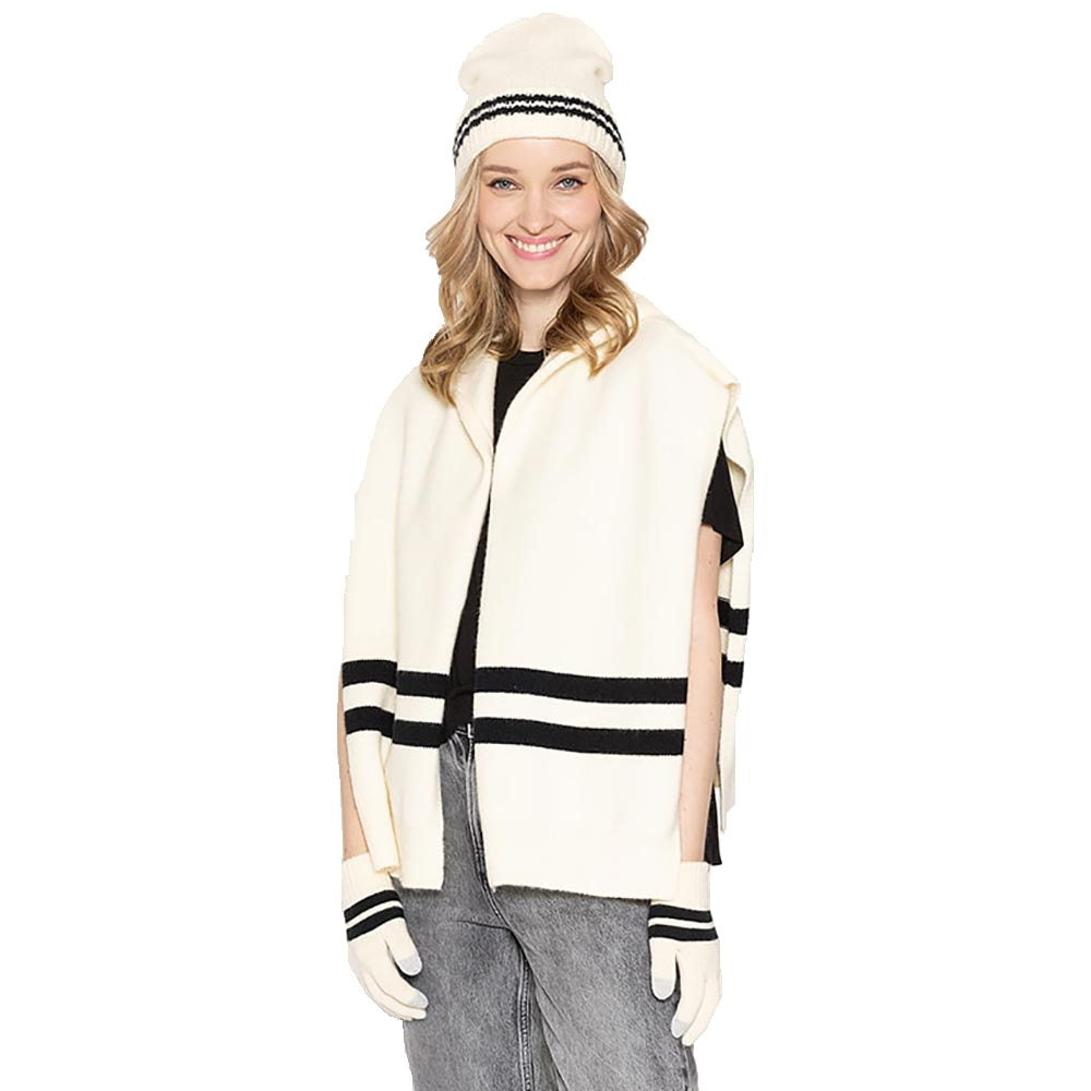 Women's Casual Striped Knit Hoodie Top With Long Sleeve, Sweatshirt Outwear Sweater, the perfect accessory, luxurious, trendy, super soft chic capelet, keeps you warm & toasty. You can throw it on over so many pieces elevating any casual outfit! Perfect Gift Birthday, Anniversary, Wife, Mom, Special Occasion