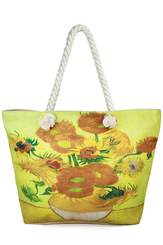 Sunflower Vincent Van Gogh Beach Bag combines iconic art with practical design, featuring a vibrant print inspired by Van Gogh’s famous sunflowers. Crafted from durable materials, it offers ample space for beach essentials while maintaining a lightweight feel. Its sturdy handles ensure comfortable carrying, making it an ideal accessory for art lovers seeking both style and functionality on their seaside outings. 