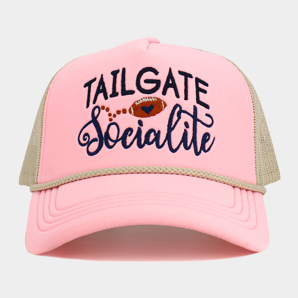 Beige, Pink Tailgate Socialite Mesh Back Trucker Hat