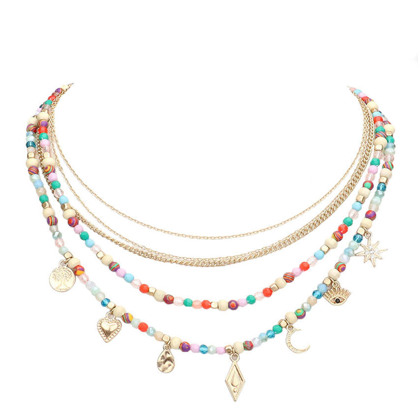 Multi Tree of Life Heart Teardrop Crescent Moon Evil Eye North Star Pendant Station Multi Layered Necklace. Beautifully crafted design adds a gorgeous glow to any outfit. Jewelry that fits your lifestyle! Perfect Birthday Gift, Anniversary Gift, Mother's Day Gift, Anniversary Gift, Graduation Gift,  Just Because Gift.