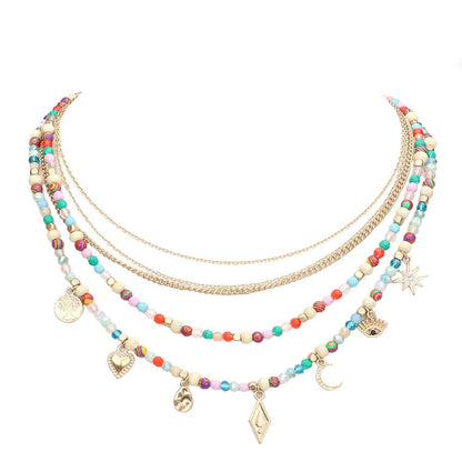 Multi Tree of Life Heart Teardrop Crescent Moon Evil Eye North Star Pendant Station Multi Layered Necklace. Beautifully crafted design adds a gorgeous glow to any outfit. Jewelry that fits your lifestyle! Perfect Birthday Gift, Anniversary Gift, Mother's Day Gift, Anniversary Gift, Graduation Gift,  Just Because Gift.