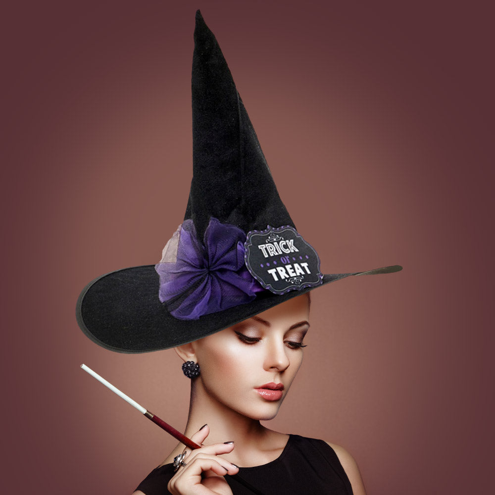 Purple Trick Or Treat Message Halloween Witch Hat