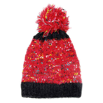 Trish Fuzzy Multi Color Sprinkles Pom Pom Beanie Hat - Burgundy - Beanies
