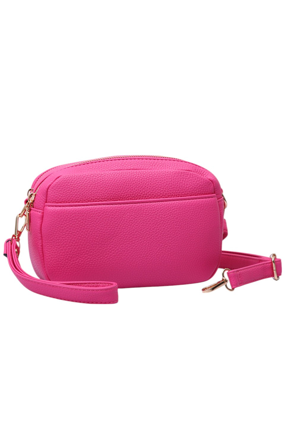 Fuchsia Two Zipper Solid PU Crossbody Bag combines practical design with durable materials. Crafted from high-quality PU leather, it offers a sleek, solid finish that resists wear. Featuring two separate zippered compartments, it provides organized storage for essentials, making it ideal for daily use or travel. The adjustable crossbody strap ensures comfortable, hands-free carrying, while the minimalist design complements a variety of styles with professional ease. 