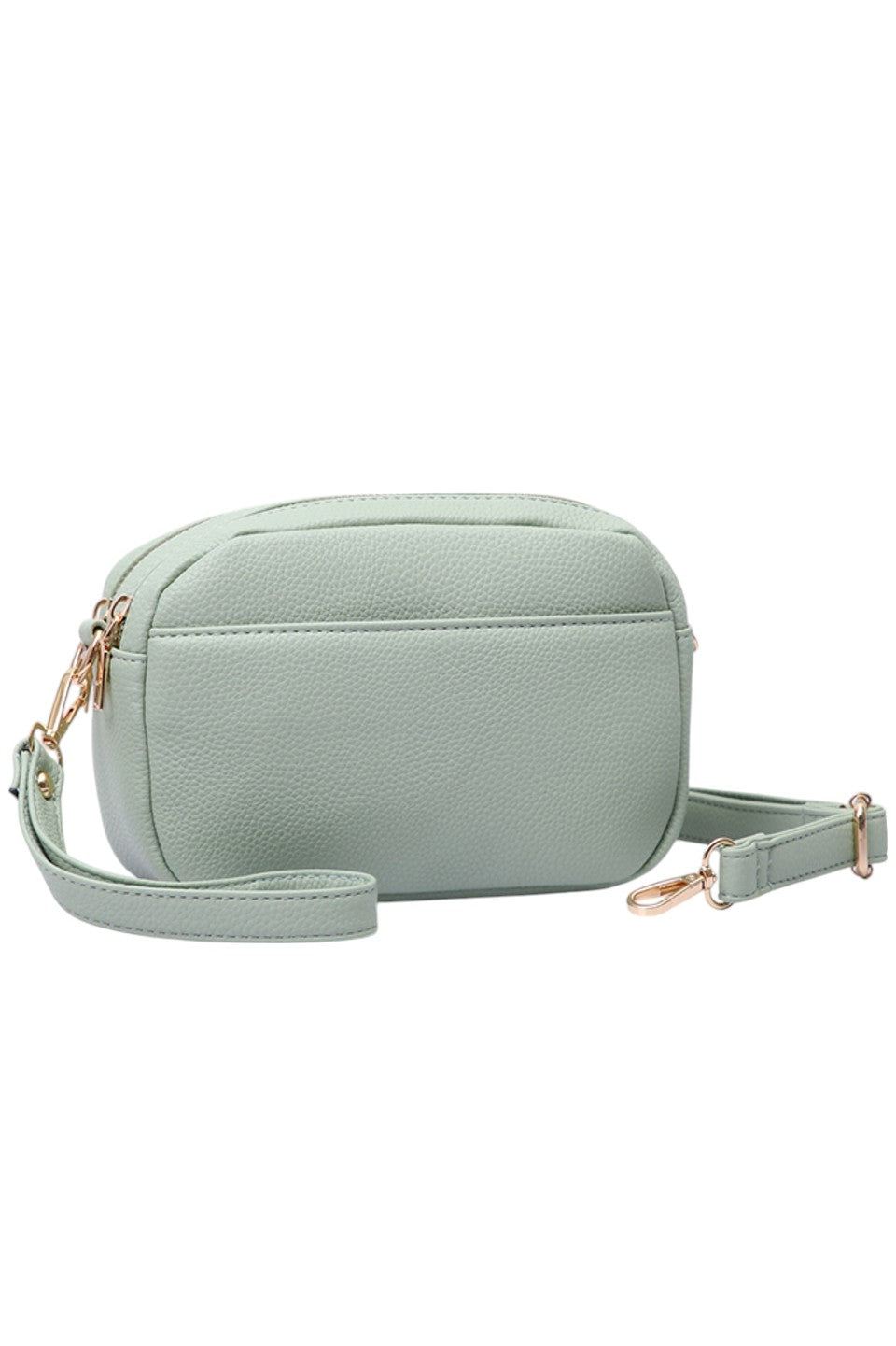 Mint Two Zipper Solid PU Crossbody Bag combines practical design with durable materials. Crafted from high-quality PU leather, it offers a sleek, solid finish that resists wear. Featuring two separate zippered compartments, it provides organized storage for essentials, making it ideal for daily use or travel. The adjustable crossbody strap ensures comfortable, hands-free carrying, while the minimalist design complements a variety of styles with professional ease. 