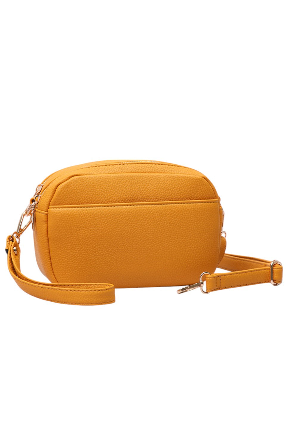 Mustard Two Zipper Solid PU Crossbody Bag combines practical design with durable materials. Crafted from high-quality PU leather, it offers a sleek, solid finish that resists wear. Featuring two separate zippered compartments, it provides organized storage for essentials, making it ideal for daily use or travel. The adjustable crossbody strap ensures comfortable, hands-free carrying, while the minimalist design complements a variety of styles with professional ease. 