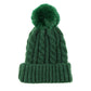 Chunky Warm Cable Knit Pom Pom Solid Beanie Winter Hat, accessorize the fun way with this faux fur pom pom knit hat, the autumnal touch you need to finish your outfit in style. Keep warm, be trendy; Great winter gift accessory! Gray, Beige, Black, Burgundy, Green, Ivory, Mustard, Navy, Pink, Red; One Size; 100% Acrylic