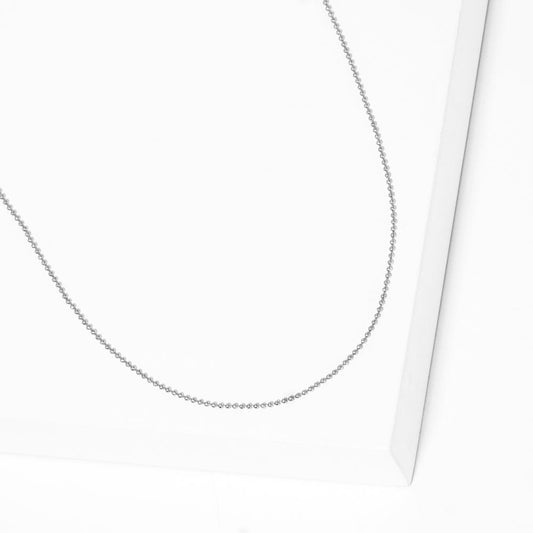 Rhodium White Gold Dipped Skinny Bubble Chain Metal Necklace