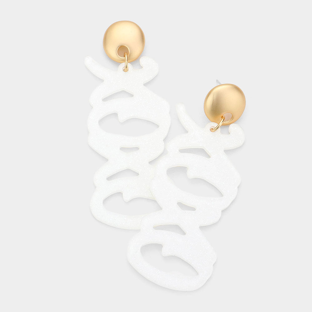XOXO Resin Message Dangle Earrings - White - Earrings