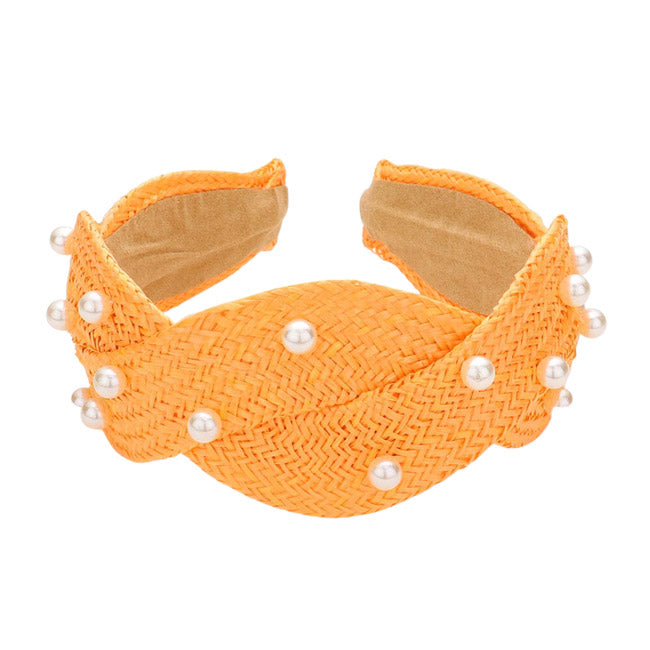 Yellow Headband Switch up your style with this Pearl Embellished Braided Straw Headband! This chic and unique accessory is perfect for adding a feminine touch to any look. Whether a basic outfit or looking to make a statement, this headband will keep you looking ready to step out! Perfect everyday wear, festivals, Birthday Gift, etc