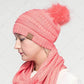 C.C Solid Ribbed Hat With Matching Faux Fur Pom