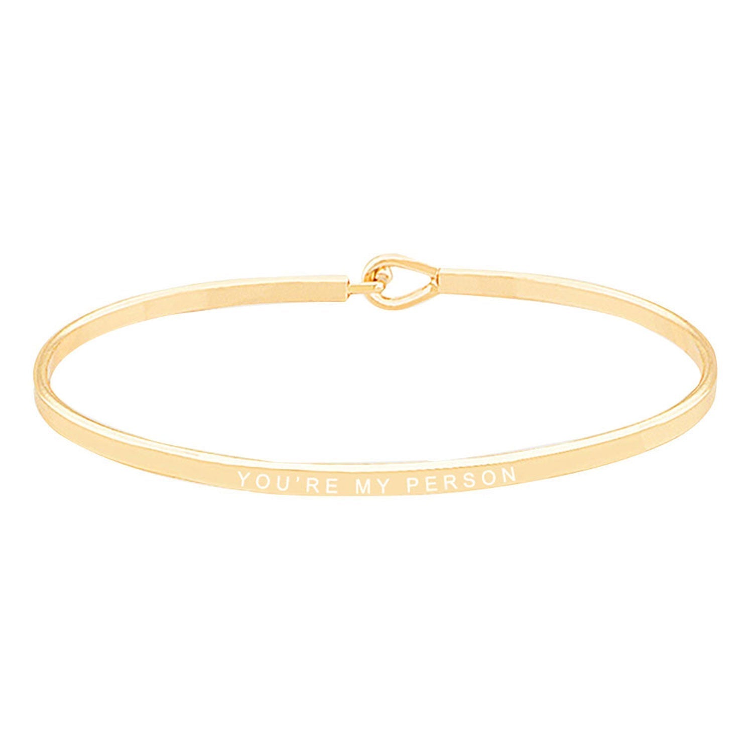 Gold White You're My Person Brass Thin Metal Hook Bracelet. Look like the ultimate fashionista with these Bracelet! Add something special to your outfit this Valentine! special It will be your new favorite accessory. Perfect Birthday Gift, Anniversary Gift, Mother's Day Gift, Graduation Gift, Valentine's Day Gift.